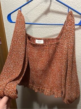 bohme rust floral smocked peasant blouse